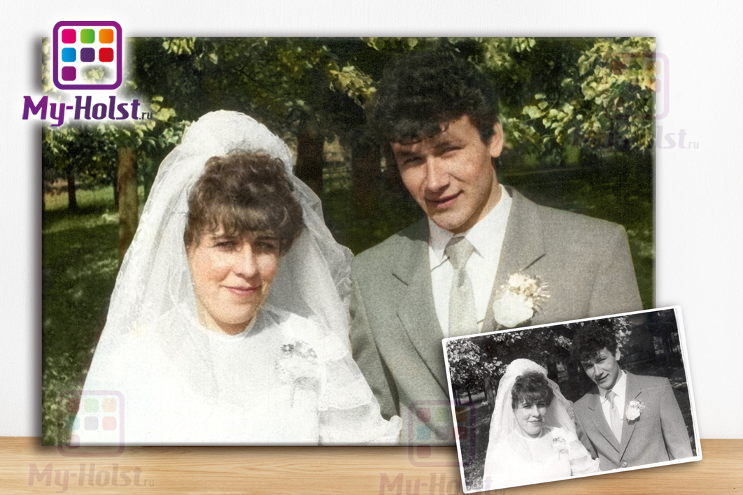 Раскрашенное старое черно-белое фото пары